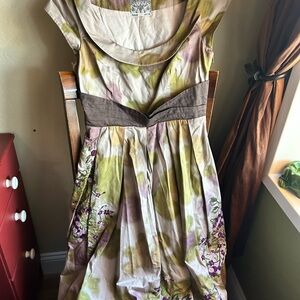 Floreat Multicolor Midi Dress with lavender sage Accents